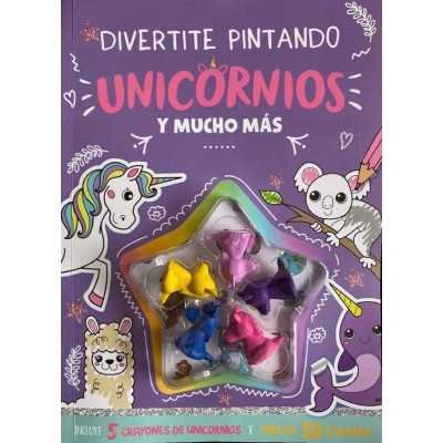 Libro para pintar 20x28 cm 48 pág. +crayones +stickers. Divertite pintando Unicornios Editorial Splash