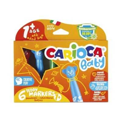 Marcadores para bebé +de 1 año Teddy markers x6 colores Carioca