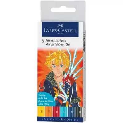 Juego pitt artist pen Manga Shonen Set x6 Unidades Faber-Castell