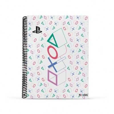 Cuaderno con espiral A4 tapa flexible PlayStation II x 80 hojas cuadriculado Mooving