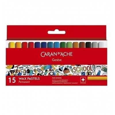 Pasteles permanentes School x15 colores surtidos estuche cartón Caran D'Ache