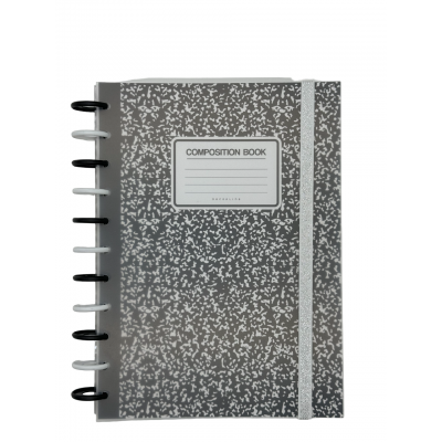 Cuaderno A4 con sistema de discos Americano negativo x110 hojas tapas plásticas y elástico Do Decorline