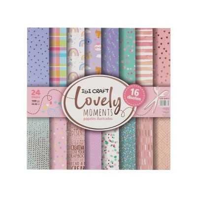 Papel para scrap de 30x30 cm 160 gramos 24 hojas Lovely Ibicraft