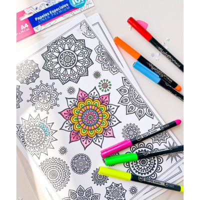 Set hojas para colorear mandalas de 140gramos x12 hojas Ibico