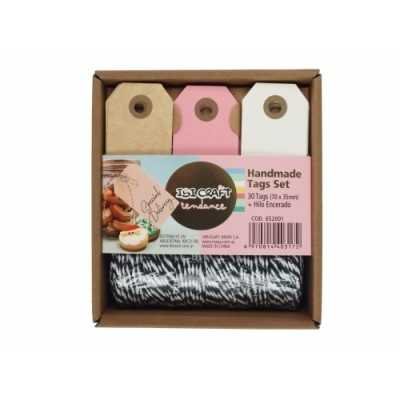 Set tags x30 unidades con hilo 70x35mm cordel negro Ibicraft