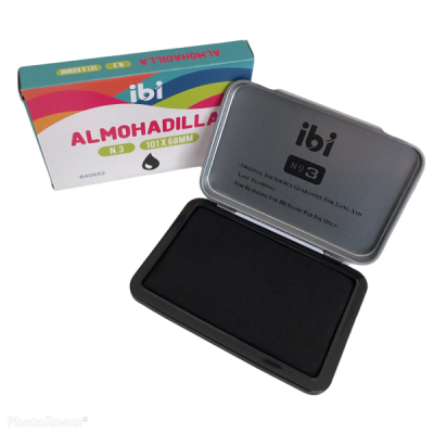Almohadilla para sellos metalica N°3 Tinta Negra 101x68 mm Ibi