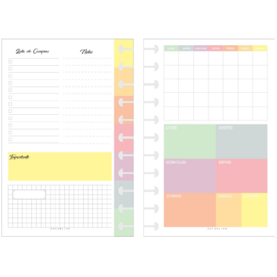 Repuesto cuaderno con sistema de discos 18x25 cm planner color+ hojas rayadas Do Decorline