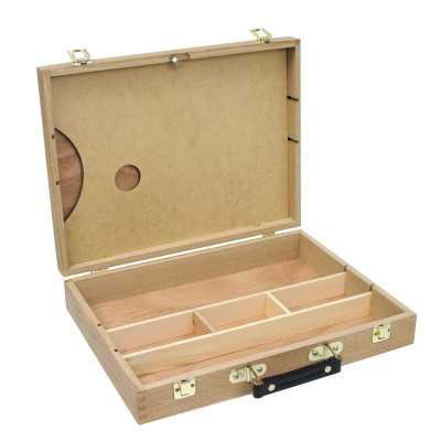 Caja para pinturas 32,5x25x7 cm de madera +paleta Ibico