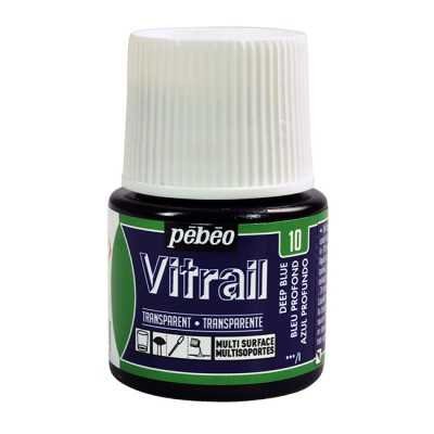 Pintura Vitrail Transparente Azul Profundo x45 ml Pebeo