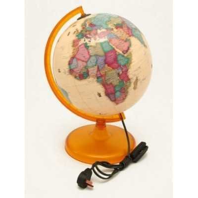 Globo terráqueo de 30 cm base de plástico antiguo con luz Gloter