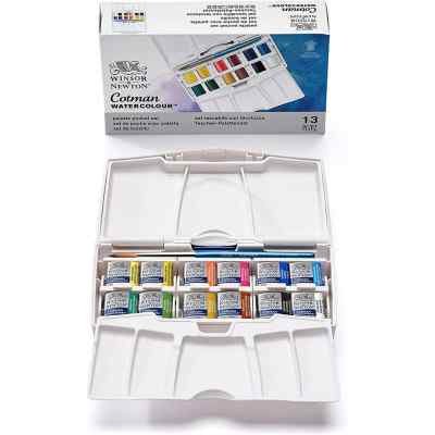 Set de Acuarelas Cotman en pan Pocket Plus x12 hp Winsor & Newton