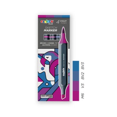 Marcador Sketch doble punta Violeta en caja de 4 tonos Carioca Plus