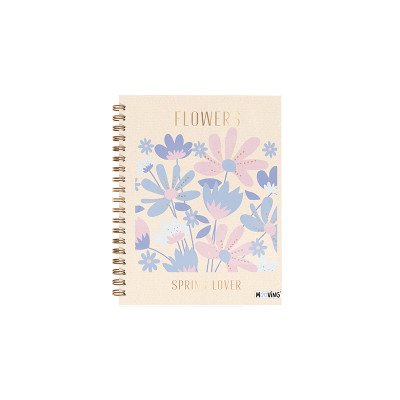 Cuaderno 16x21 cm con espiral tapa dura Garden I x 80 hojas rayado Mooving