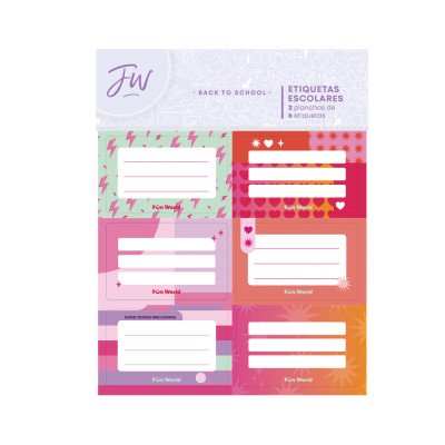 Etiquetas Fun World Colorblock x12 unidades FW