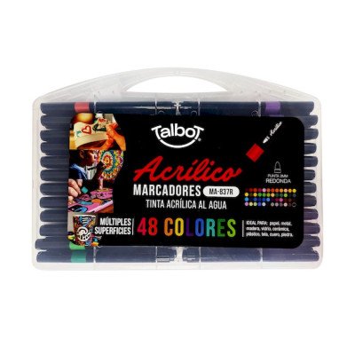 Marcadores Acrílicos set x48 Colores en valija Talbot