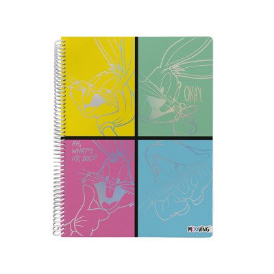 Cuaderno con espiral A4 tapa flexible Looney Tunes x 80 hojas rayado Mooving