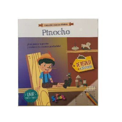 Set de libros de cuentos para pintar 21x27 cms + stickers. Punto a punto- Pinocho Editorial Splash