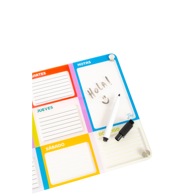 Pizarra planner semanal 29,7x21 cms con marcador fw