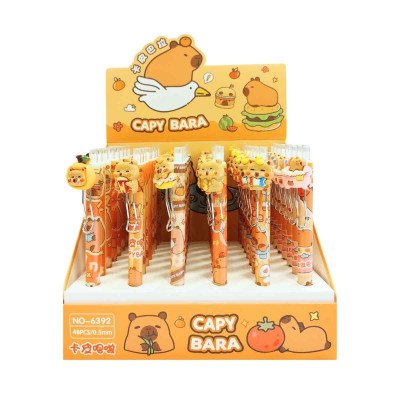 Bolígrafo cuerpo estampado con clip y aplique Capybara Colours