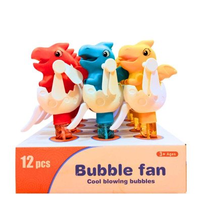 Ventilador de mano con burbujero Dino con huevo Colours