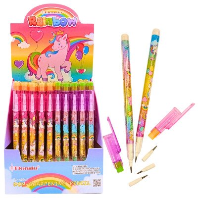 Lápiz con puntas intercambiables Unicornio con glitter y goma Colours