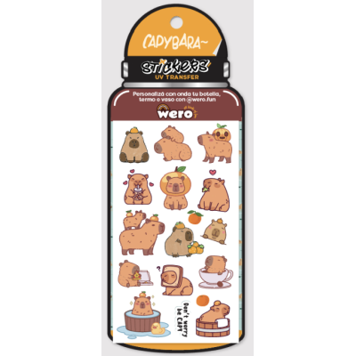 Stickers para botellas Capibara Wero