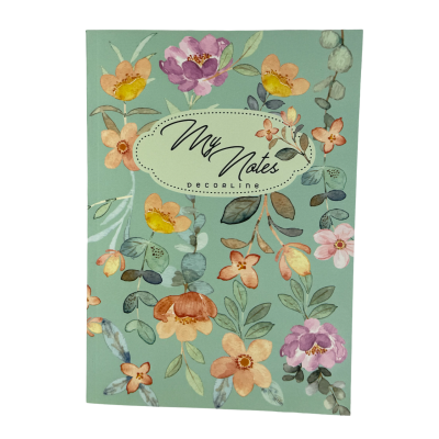 Cuaderno 14x21 cm My notes flower verde agua liso Do Decorline