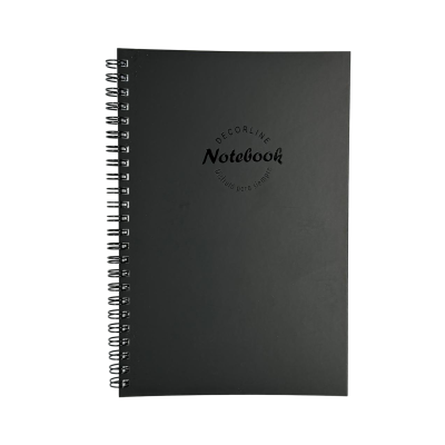 Cuaderno con espiral A4 tapa semi dura negro rayado Do Decorline