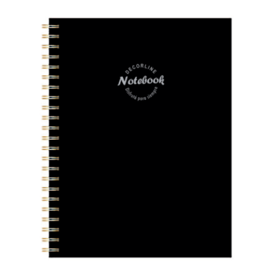 Cuaderno 18x25 cm con espiral negro liso tapas semi rígidas Do Decorline