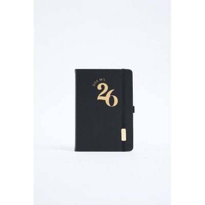 Agenda 12x17 cm 2 días x pagina Classic NEGRA encuadernada FW