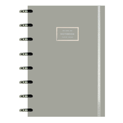 Cuaderno sistema de discos 14x21 cm tapas plast aros plata blanco tiza con elástico x110 hojas Do Decorline