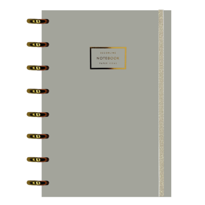 Cuaderno sistema de discos 18x25 cm tapas plast aros oro blanco tiza con elástico x110 hojas Do Decorline