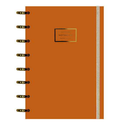 Cuaderno sistema de discos 18x25 cm tapas plast aros oro naranja pastel con elástico x110 hojas Do Decorline