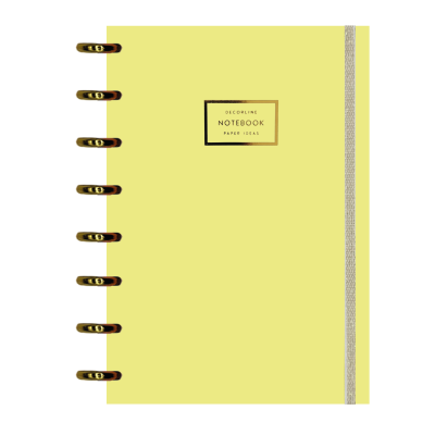 Cuaderno sistema de discos 18x25 cm tapas plast aros oro amarillo pastel con elástico x110 hojas Do Decorline
