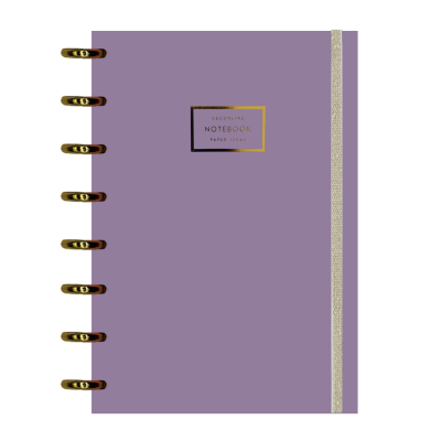 Cuaderno sistema de discos A4 tapas plast aros oro lila pastel con elástico x110 hojas Do Decorline