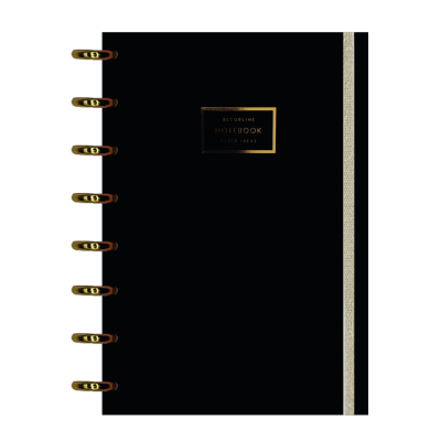 Cuaderno sistema de discos A4 tapas plast aros oro negro con elástico x110 hojas Do Decorline