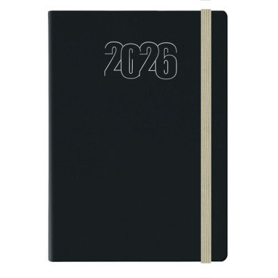 Agenda N°7 Diaria Winner borde pintado negro con elastico natural encuadernada Talbot