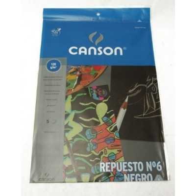 Repuesto Nº 6 dibujo negro de 120 grs x 5 hojas Canson