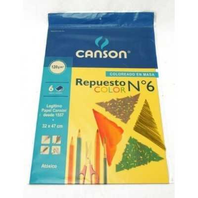 Repuesto Nº 6 dibujo color de 120 grs x 6 hojas Canson