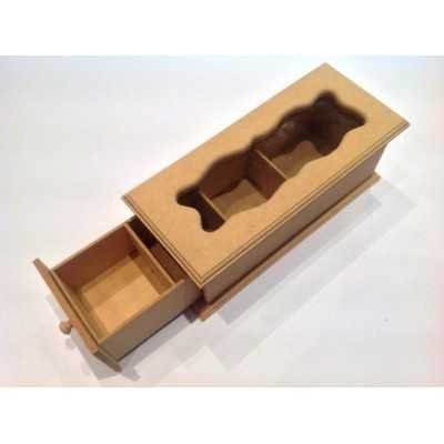 Caja de te con cajón frontal 3 div. El Tigre